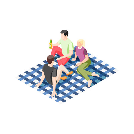 Picnic Isometric Illustrationのイラスト素材