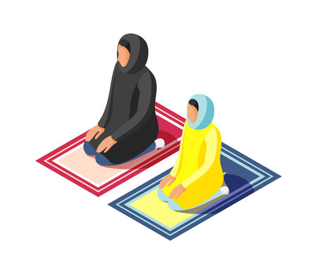Arabic Family Prayingのイラスト素材