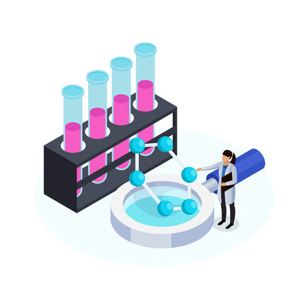 Nanotechnology Isometric Iconのイラスト素材