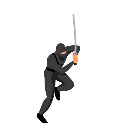 Isometric Ninja Illustrationのイラスト素材