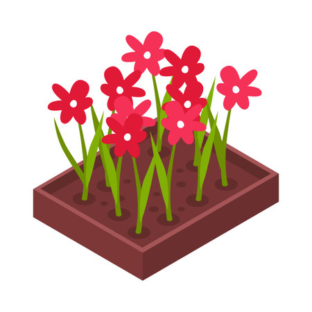 Flowerbed Isometric Iconのイラスト素材