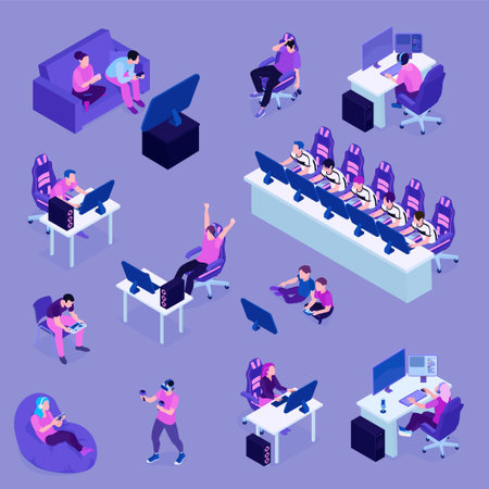Isometric Gamers Icon Setのイラスト素材