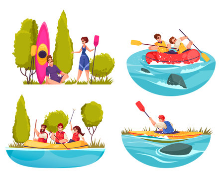 River Rafting Setのイラスト素材