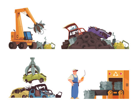 Car Dump Setのイラスト素材