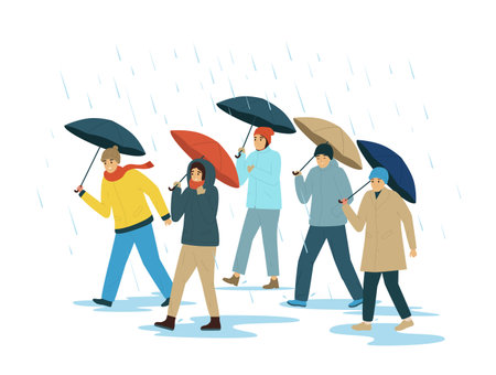 Bad Weather People Flat Conceptのイラスト素材