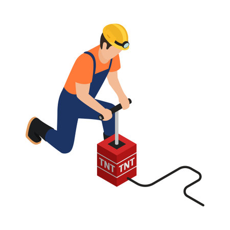 Miner Isometric Illustrationのイラスト素材