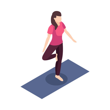 Isometric Woman Yogaのイラスト素材