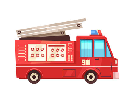 Flat Fire Engineのイラスト素材