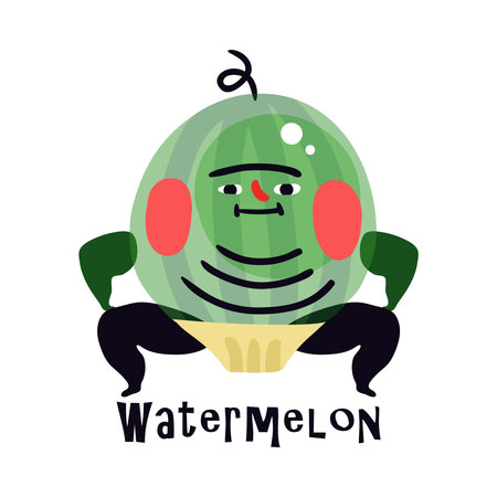 Cartoon Watermelon Sumoのイラスト素材