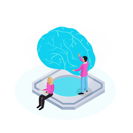Nanotechnology Isometric Iconのイラスト素材