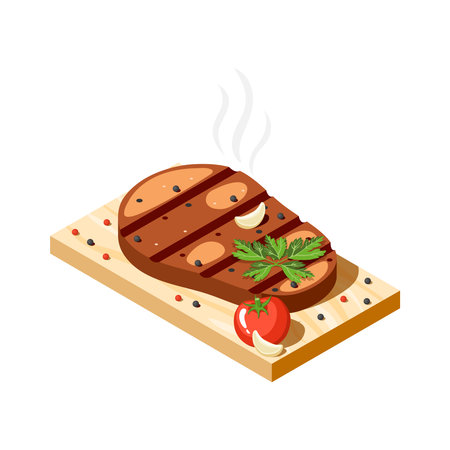 Steak Isometric Iconのイラスト素材