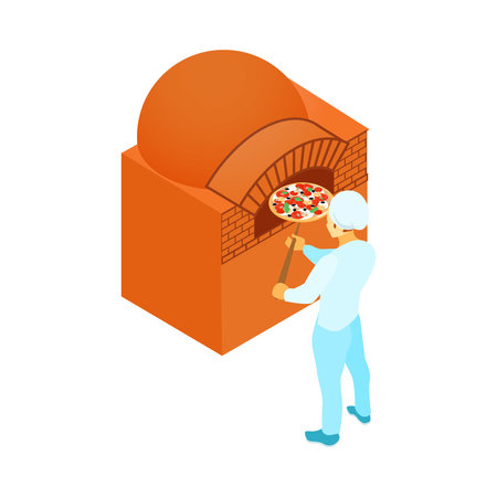 Isometric Pizza Chefのイラスト素材
