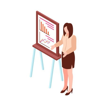 Isometric Businesswoman Illustrationのイラスト素材