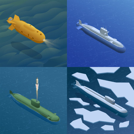 Isometric Polar Submarines Compositionsのイラスト素材