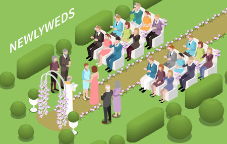 Wedding Ceremony Garden Compositionのイラスト素材