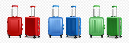Realistic Travel Baggage Transparent Icon Setのイラスト素材