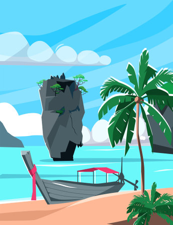Thailand Tourism Flat Illustrationのイラスト素材