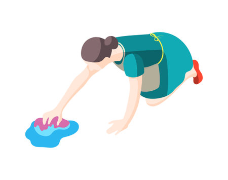 Housewife Isometric Illustrationのイラスト素材