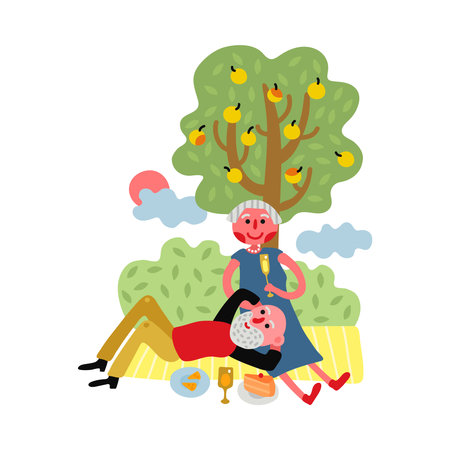 Elderly People Compositionのイラスト素材