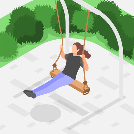 Girl On Swingのイラスト素材