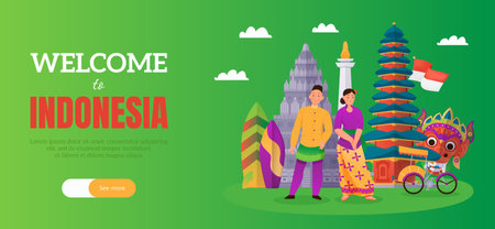 Indonesia Flat Posterのイラスト素材
