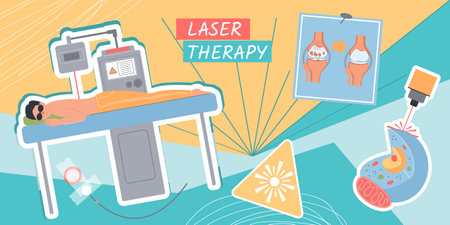 Laser Therapy Flat Collageのイラスト素材