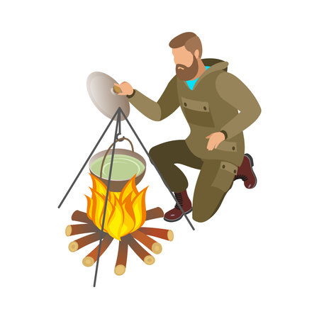 Camping Isometric Iconのイラスト素材