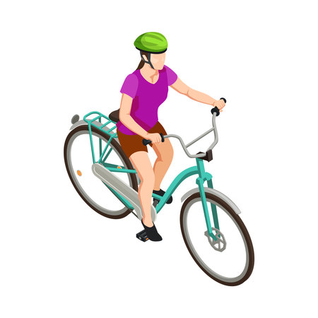 Isometric Cyclist Illustrationのイラスト素材
