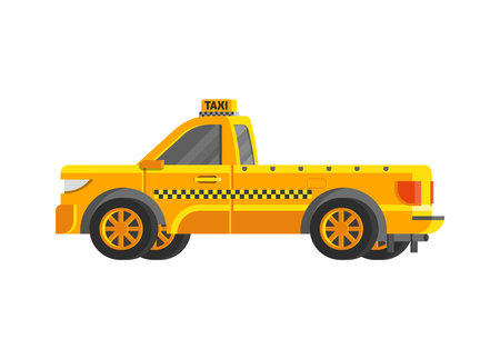 Flat Pickup Taxiのイラスト素材