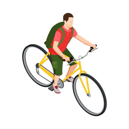 Cyclist Isometric Illustrationのイラスト素材