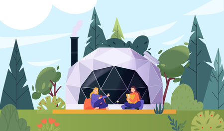 Glamping Flat Conceptのイラスト素材