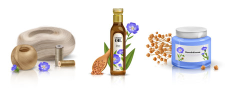 Realistic Flax Setのイラスト素材