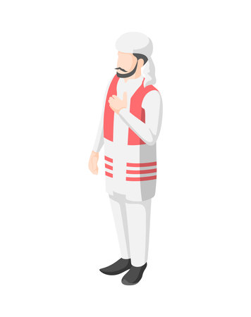 Isometric Greeting Manのイラスト素材