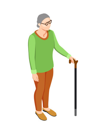 Isometric Elderly Womanのイラスト素材
