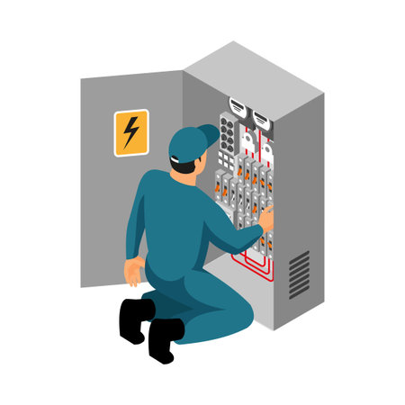Isometric Electrician Illustrationのイラスト素材