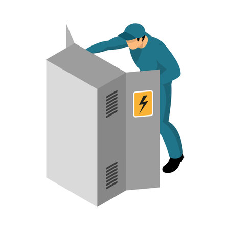 Isometric Electrician Illustrationのイラスト素材