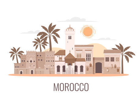 Flat Morocco Travel Compositionのイラスト素材