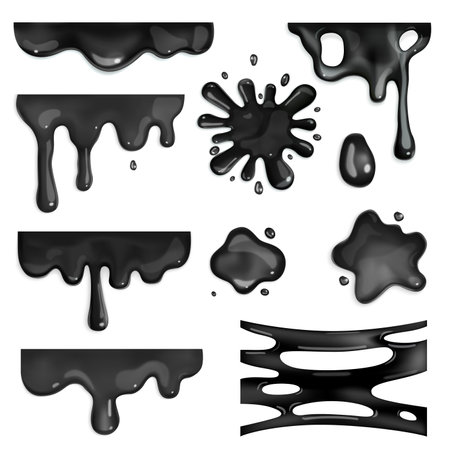Realistic Black Slime Setのイラスト素材
