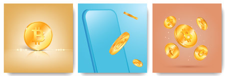 Crypto Coin Square Compositionsのイラスト素材