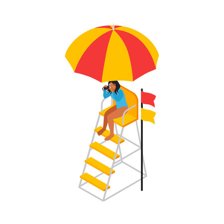 Isometric Beach Lifeguardのイラスト素材