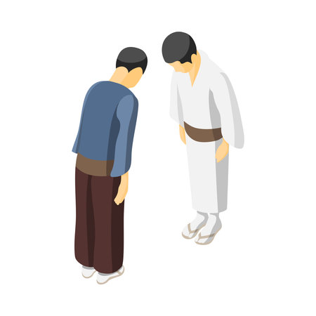 Japanese People Greetingのイラスト素材