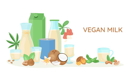 Vegan Milk Advertising Backgroundのイラスト素材