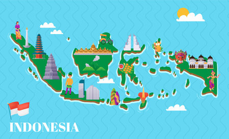 Indonesia Map Posterのイラスト素材