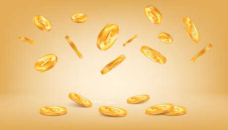 Flying Coins Realistic Compositionのイラスト素材