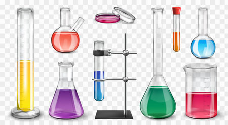 Laboratory Equipment Transparent Setのイラスト素材