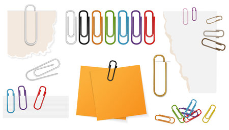 Office Metal Paper Clip Setのイラスト素材