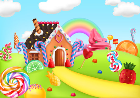Cweet Candy Land Cartoon Backgroundのイラスト素材