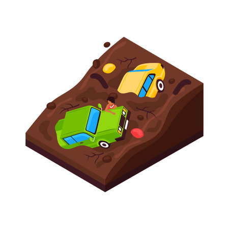 Cars In Freshet Compositionのイラスト素材