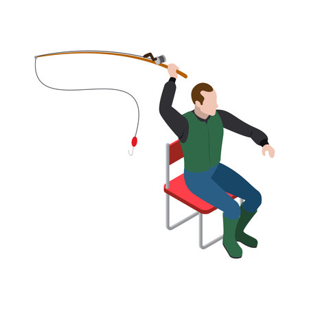 Casting Line Fishing Compositionのイラスト素材