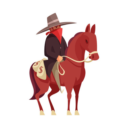 Cowboy On Horse Compositionのイラスト素材